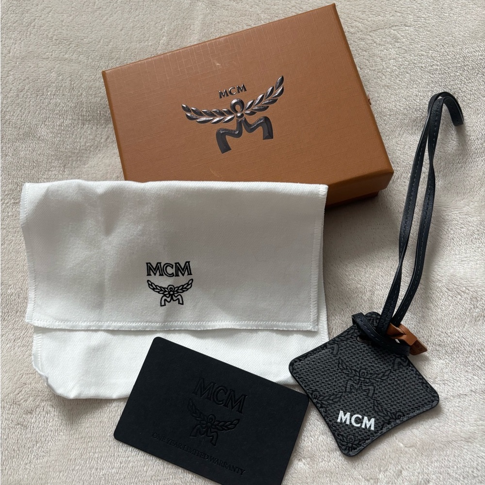 MCM Black Leather Air Tag Cover